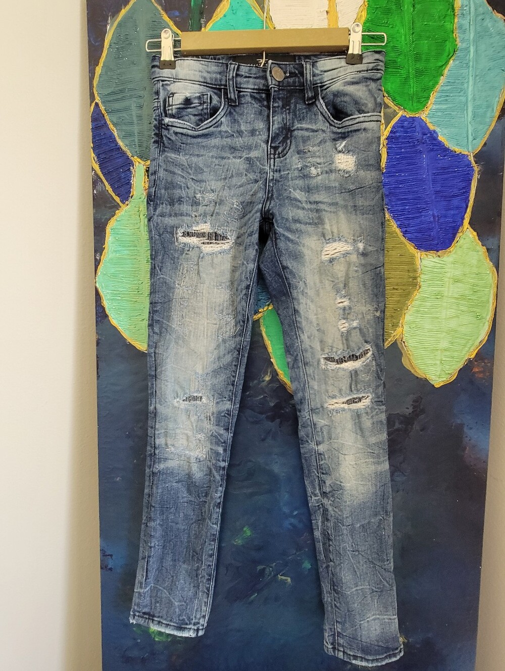 Jordan Craig Boys Faded Blue Slim Jeans -